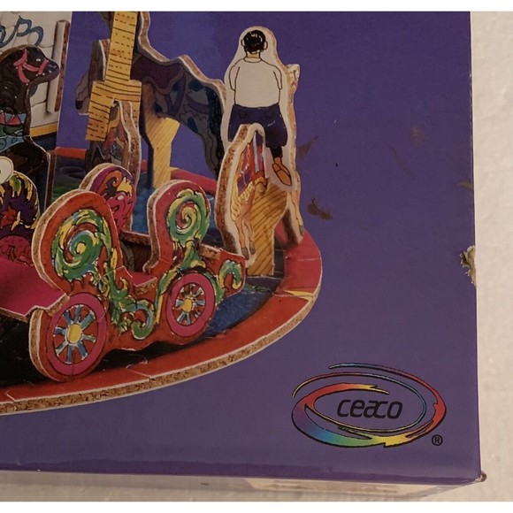3D Carousel Puzzle 533 Pcs Two sided Corkboard 10x10x10 Ceaco 1026 VTG 1994  NEW - Picture 4 of 13